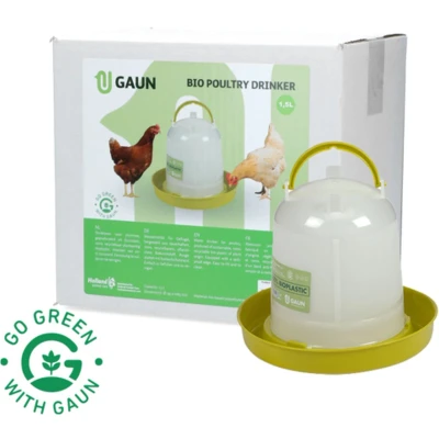 Afbeelding van Gaun Pluimvee drinktoren Bio kunststof Waterdispenser 100% gerecycled materiaal 5 Liter 30x27x31 cm Green lemon