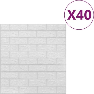 Afbeelding van vidaXL 3D behang zelfklevend 40 st bakstenen wit