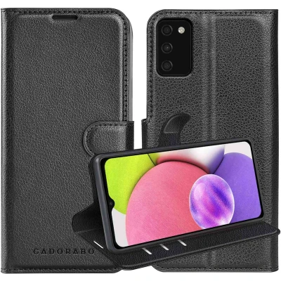 Afbeelding van Cadorabo Hoesje geschikt voor Samsung Galaxy A03s in PHANTOM ZWART Beschermhoes Cover magnetische sluiting Case