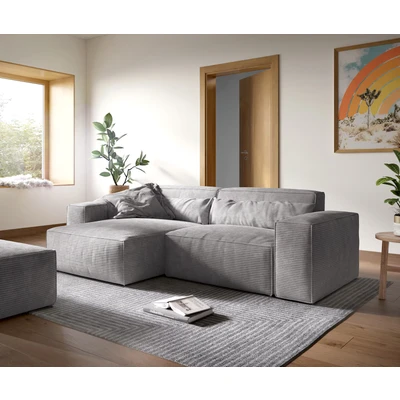 Afbeelding van Hoekbank Sirpio XL 270x170 cm koord Zilvergrijs recamiere variabel met kruk