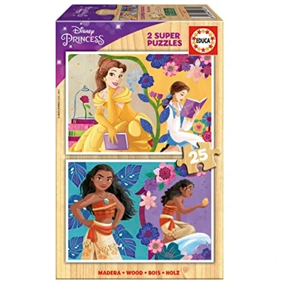 Afbeelding van DISNEY PRINCESS (BELLA + VAIANA) 2 houten puzzels