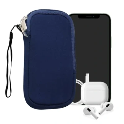 Afbeelding van kwmobile telefoontasje universeel voor L 6,5&quot; smartphones 16,5 x 8,9 cm Hoesje met rits en polslusje In donkerblauw
