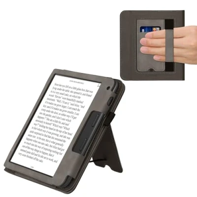 Afbeelding van kwmobile e reader hoesje compatibel met Tolino Vision 6 Ereader case van kunstleer Wereldkaart in grijs