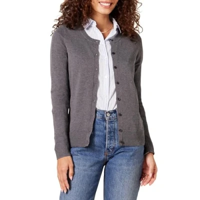 Afbeelding van Amazon Essentials Lichtgewicht trui met ronde hals voor dames (verkrijgbaar in grote maten), Charcoal Heather, 1X