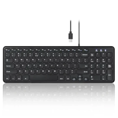 Afbeelding van Perixx PERIBOARD 213C Bedraad Stil USB C Schaartoetsenbord 14.45x4.76x0.71 Inch Compact Ontwerp met Nummerblok Zwart Amerikaans Engels