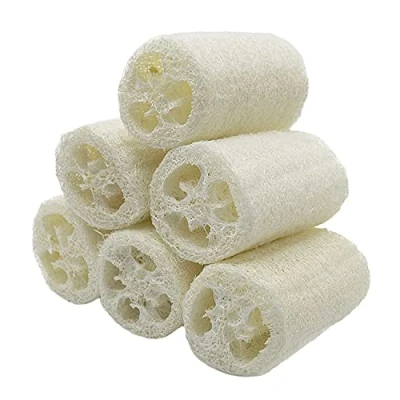 Afbeelding van JUHONNZ natuurlijke luffa, 6 stuks exfoliërende loofah luffa spons body scrubber loofa voor douche schrobben keuken schoonmaken wit