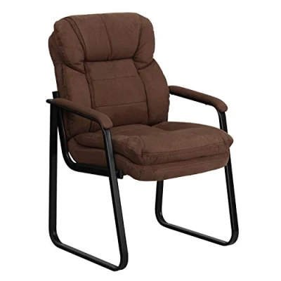 Afbeelding van Flash Furniture directiestoel met sleevoet, microvezel, zwart 26&quot;D x 24&quot;W 36&quot;H Bruine microvezel.