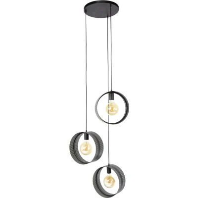 Afbeelding van Giga Meubel Hanglamp Zwart Metaal 50x50x180cm 3 Lichts Getrapt