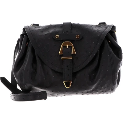 Afbeelding van COCCINELLE Leren Schoudertas Alegoria Ostric Handbag Noir Zwart