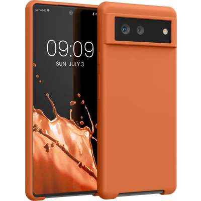 Afbeelding van kwmobile telefoonhoesje geschikt voor Google Pixel 6 Hoesje met siliconen coating Smartphone case in warme abrikoos