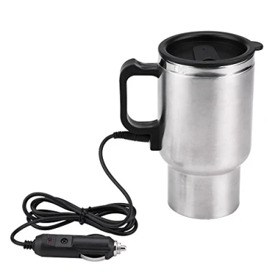 Afbeelding van Waterkoker, 12 V 450 ml, reiswaterkoker, elektrische autowaterkoker, V, auto, verwarmingsbeker, in car roestvrij staal, reizen, verwarming, koffie, theekop