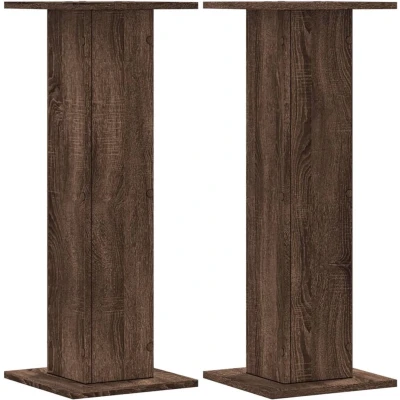 Afbeelding van Speakerstandaards 2 st 30x30x80 cm bewerkt hout bruin eiken