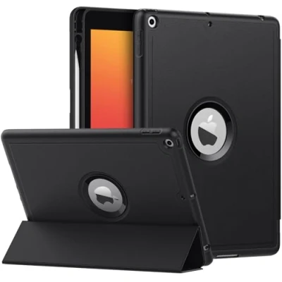 Afbeelding van MoKo Case for iPad 9th Generation 2021 / 8th 2020 7th 2019 with Pen Holder, 10.2 Soft TPU Back Stand Cover, Auto Wake/Sleep, Black