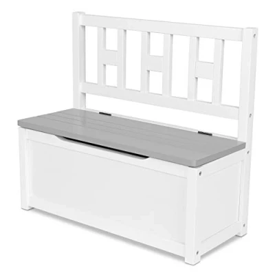 Afbeelding van ib style® LUCA COLORS Kinderzitgroep Massiefhout Conform EU veiligheidsnormen Opbergkist wit grijs