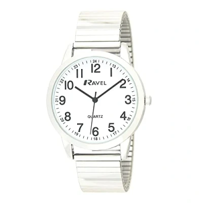 Afbeelding van Ravel Unisex Dagelijks Quartz Horloge met gestippelde Minute Track, Roestvrij staal, Mens 36mm case, Armband