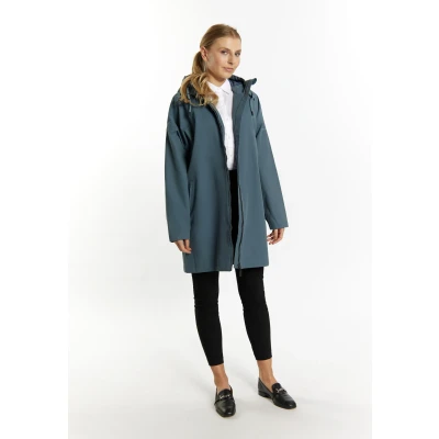 Afbeelding van DREIMASTER Klassik Dames Regenjas L / Grijs Blauw 64% Katoen 36% Polyamide
