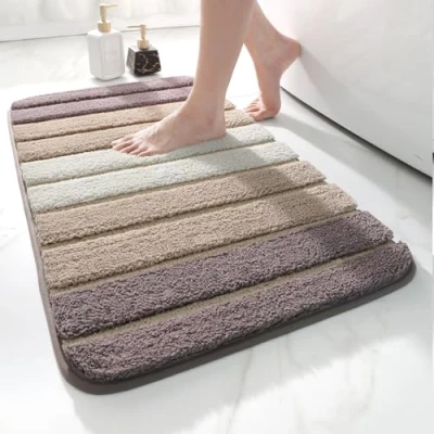Afbeelding van DEXI Badmat, antislip, extra zacht, badkamertapijt, machinewasbaar, waterabsorberend, 40 x 60 cm, beige