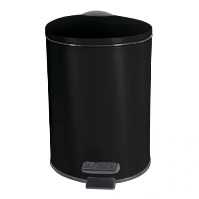 Afbeelding van Spirella Pedaalemmer Cannes zwart 5 liter metaal L20 x H27 cm soft close toilet/badkamer Pedaalemmers