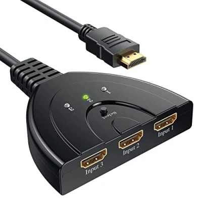 Afbeelding van (HDMI switch 1080p) HDMI Switch, GANA Gold Plated 3 Port Switcher Splitter Supports Full HD1080p/3D with High Speed Cable