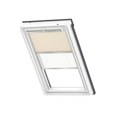 Afbeelding van VELUX Origineel Verduisterend Rolgordijn Plus Plissé (DFD), Zilveren Kozijn, CK02, Beige