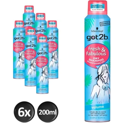 Afbeelding van Schwarzkopf Got2b Fresh &amp; Fabulous Volumizing Droogshampoo Voordeelverpakking 6x200ml