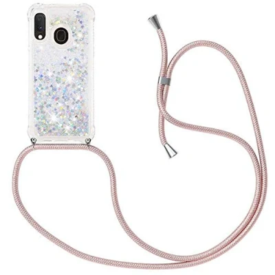 Afbeelding van MXKOCO Telefoon hoesje Ketting voor Samsung Galaxy A20e/A10e Creative Sparkle Dynamic Vloeibare Vloeistof Vloeiende Glitter Quicksand met Koord Bumper hoesjes Anti verloren Shock Proof
