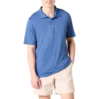Afbeelding van Amazon Essentials Men&#039;s Sneldrogend golfpoloshirt met normale pasvorm (verkrijgbaar in grote en lange maten), Blauw, XXL