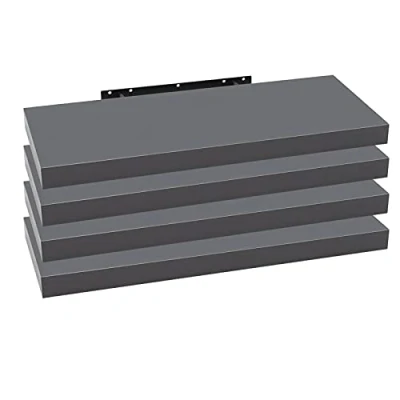 Afbeelding van WOLTU RG9318dgr 4 Wandplank, boekenplank, planken, voor decoratieve wandplanken van MDF hout, set hangplanken, donkergrijs, 80 x 23 3,8 cm