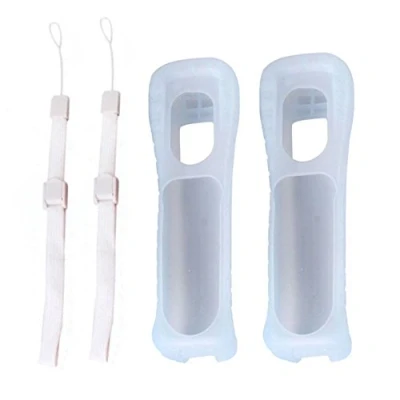 Afbeelding van Witte siliconen hoesjes met polsband voor Nintendo Wii afstandsbediening, 2 stuks.