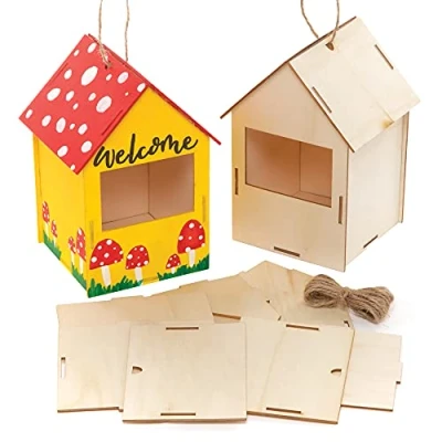 Afbeelding van Baker Ross FE929 Robin Nest Box Kits Pak van 2, Maak je eigen vogelhuisje, Houten ambachten voor kinderen om te versieren en weer geven, Outdoor Kids Arts and Crafts Project