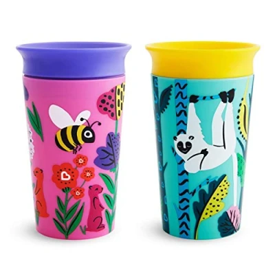 Afbeelding van Munchkin Miracle 360 WildLove Sippy Cup, 9 oz / 266 ml, 2 Pack, Bee/Lemur
