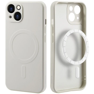 Afbeelding van Apple iPhone 13 MagSafe Hoesje Siliconen en TPU (zacht) iMoshion Softcase/Backcover Beige Telefoonhoesje
