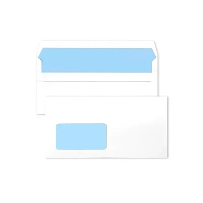 Afbeelding van Netuno 50 witte enveloppen lang zelfklevend binnendruk kijkvenster links voor brieven documenten facturen offertes folders
