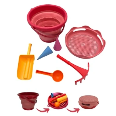 Afbeelding van Sand SCHILDKRÖT® 7in1 Speelgoed Inklapbare emmerset, rood