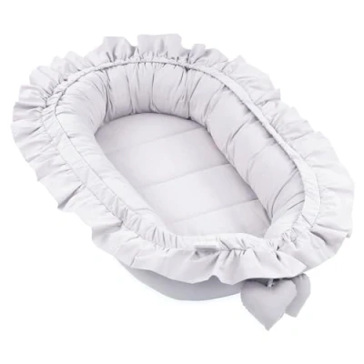 Afbeelding van babynest katoenen knuffelnest voor pasgeborenen 90x50 cm bed cocoon fleece stof in Grijsachtig