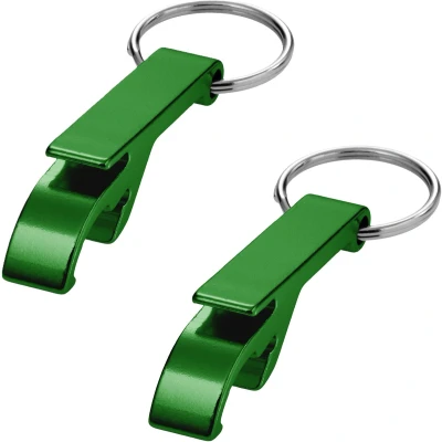 Afbeelding van 4x groene relatiegeschenk flesopener sleutelhanger groen Sleutelhangers