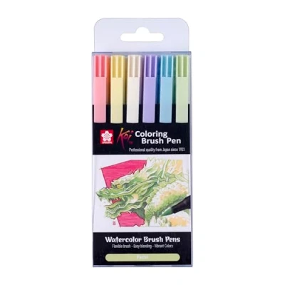 Afbeelding van Koi Colouring Brush Pen Set Pastel 6 stuks
