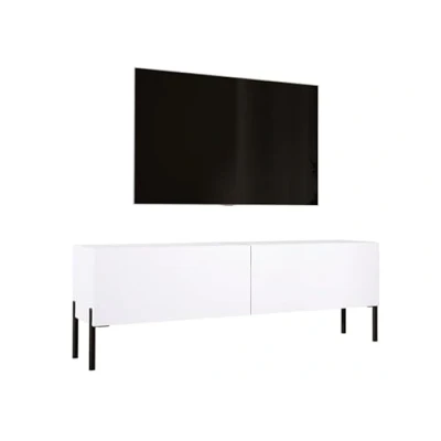 Afbeelding van 3E 3xE living.com TV kast in mat wit met poten zwart, A: B: 140 cm, H: 52 D: 32 cm