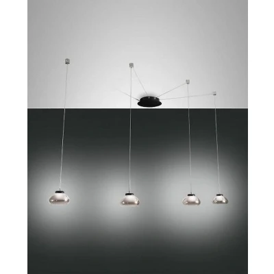 Afbeelding van Fabas Luce LED hanglamp Arabella, 4 lamps, zwart/grijs/helder