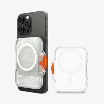 Afbeelding van Spigen TinTap MagFit+ Magnetische Kaarthouder Ontworpen voor MagSafe met Sluitsysteem Compatibel iPhone 16/15/14/13/12 Modellen Wallet Vorst helder