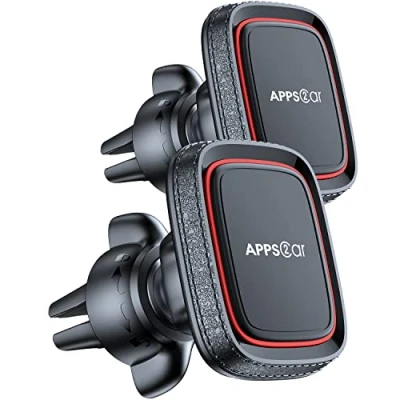 Afbeelding van APPS2Car 2 stuks Magnetische Auto Telefoon Houder Vent, Upgrade 6X N52 Sterke Magneten, Universele Mobiele Mount Haak, 360 Roterende Air Vent Cradle voor Samsung, iPhone, Huawei, Smartphones, Tablets