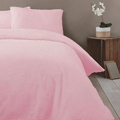Afbeelding van Rapport Home Zachte Luxe Teddy Fleece Dekbedovertrek Beddengoed Set Single Zacht Roze