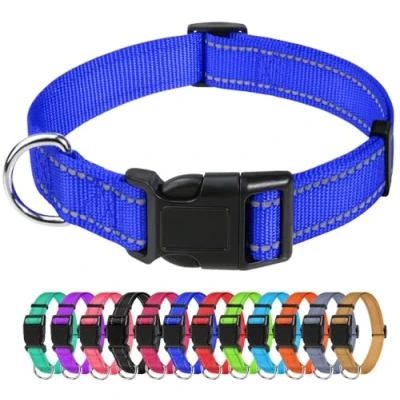 Afbeelding van TagMe Reflecterende nylon halsbanden, verstelbare klassieke halsband met snelsluiting voor middelgrote honden, koningsblauw, 2,5 cm breedte