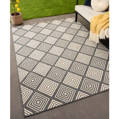 Afbeelding van Buitenkleed Ruit Flip Gem Grijs 200x280 Cm