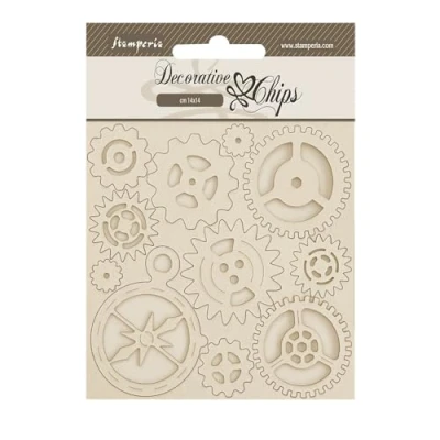 Afbeelding van Stamperia Alterego Decorative Chips Gears and Compass (SCB241)