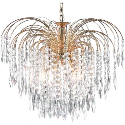Afbeelding van Searchlight Waterfall Hanglamp Ø 53 X 98 Cm Goud En Transparant