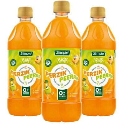 Afbeelding van 3x Slimpie Siroop Kids Perzik Peerrr 580 ml