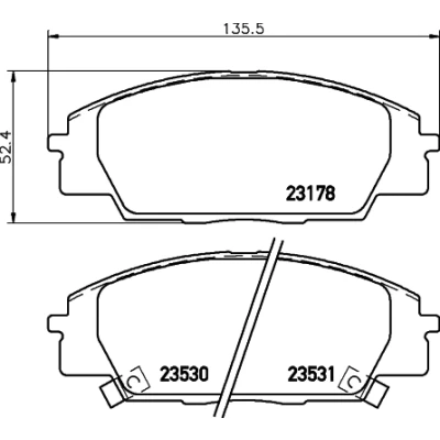 Afbeelding van HELLA 8DB 355 009 731 Remblokkenset Met akoestische slijtagewaarschuwing HONDA: CIVIC 8 Hatchback, 7 S2000