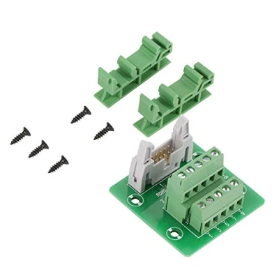 Afbeelding van Terminal Breakout Block Male Header Board Connector IDC10P 10Pin PLC Interface Bracket with Simple DIN Rail Mounting feet Bedrading terminals