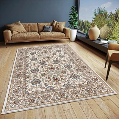 Afbeelding van Hanse Home Saraceni Orient tapijt, loper, oosters, klassiek, dicht geweven met ornamenten en bloemenmotieven, zacht, laagpolig voor slaapkamer, eetkamer, woonkamer, hal, crème, 57 x 90 cm